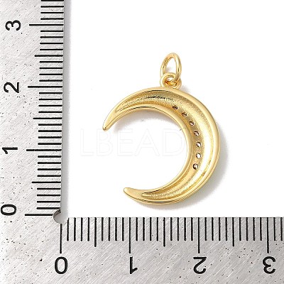 Moon Rack Plating Brass Micro Pave Cubic Zirconia Enamel Pendants KK-G504-06G-1