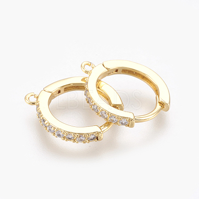 Brass Micro Pave Cubic Zirconia Huggie Hoop Earring Findings KK-O112-13-1
