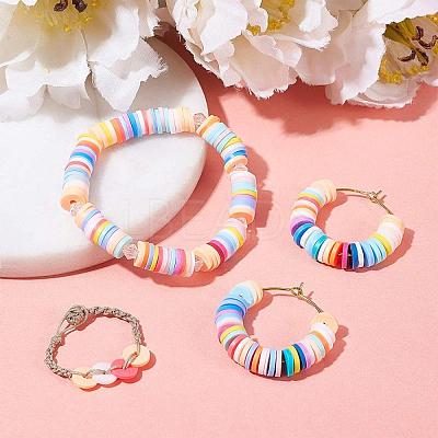 Flat Round Handmade Polymer Clay Bead Spacers X-CLAY-R067-4.0mm-35-1