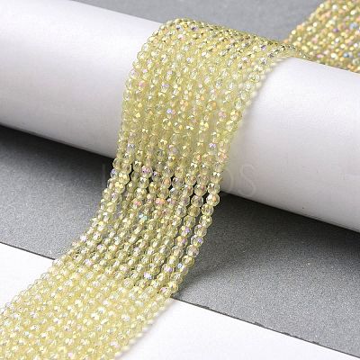 Electroplate Transparent Glass Beads Strands GLAA-H021-01A-FR04-1