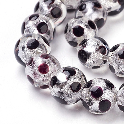 Handmade Silver Foil Lampwork Beads Strands FOIL-L016-D04-1