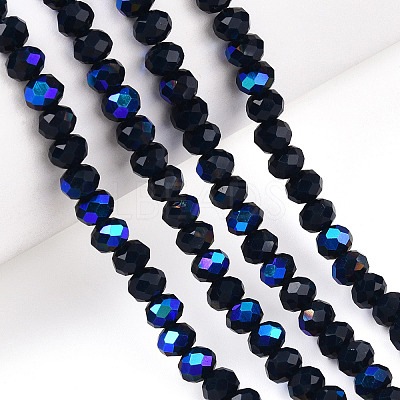 Electroplate Opaque Solid Color Glass Beads Strands EGLA-A034-P10mm-L22-1