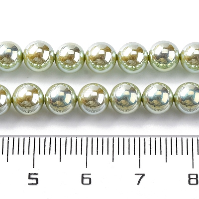 UV Plating Pearlized Glass Pearl Beads Strands GLAA-F128-01A-T14-1