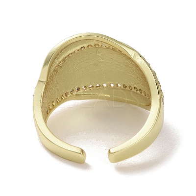 Brass Micro Pave Cubic Zirconia Open Cuff Ring RJEW-K256-50G-1