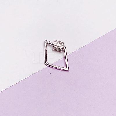 925 Sterling Silver Micro Pave Clear Cubic Zirconia Locking Carabiner Clasps STER-NH0008-01B-P-1