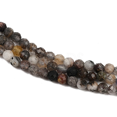 Natural Black Rutilated Quartz Beads Strands G-RM250104-C3-1