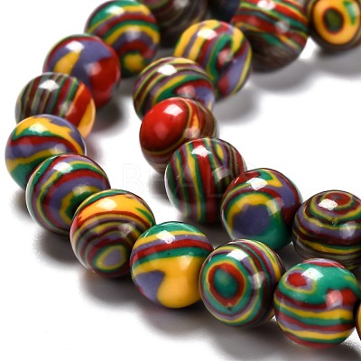 Synthetic Malachite Beads Strands G-I199-32-6mm-G-1