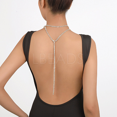 Alloy Full Crystal Rhinestone Long Tassel Y Necklaces for Nightclub FS-WG5F917-02-1