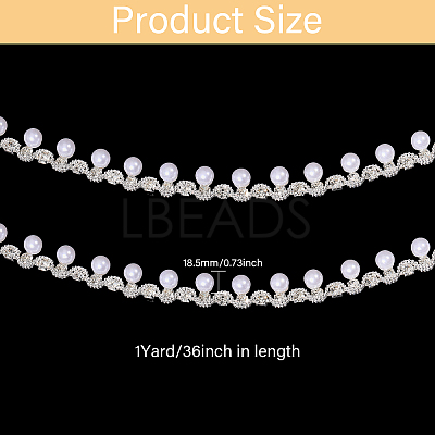 1 Yard Brass Crystal Rhinestone Cup Chain with Imitation Pearl OCOR-GL0001-08A-1