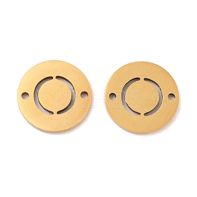 PVD Vacuum Plating 201 Stainless Steel Hollow Flat Round Links FIND-R149-03O-G-1