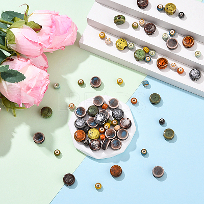 70Pcs 8 Styles Handmade Porcelain Beads PORC-YW0001-50-1