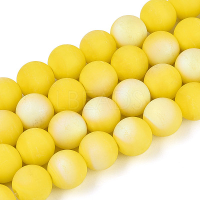 Frosted Opaque Glass Beads Strands GLAA-T032-P10mm-MBB16-1