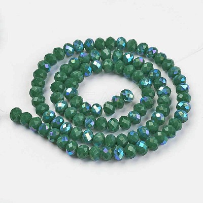 Electroplate Opaque Solid Color Glass Beads Strands EGLA-A044-P8mm-L09-1