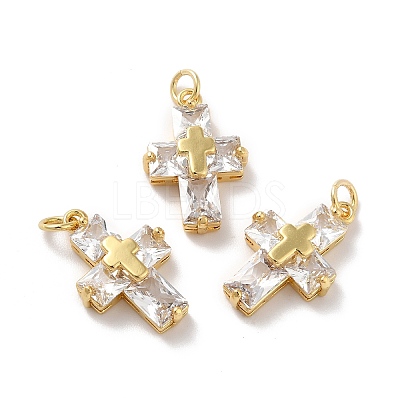 Rack Plating Brass Micro Pave Cubic Zirconia Pendants X-KK-A160-05G-1