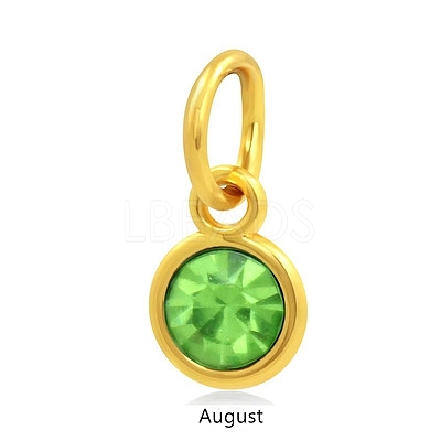 Golden Plated Alloy Glass Rhinestone Charms PALLOY-TAC0016-A08-G-1