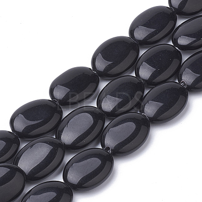 Natural Black Stone Beads Strands X-G-S292-26-1