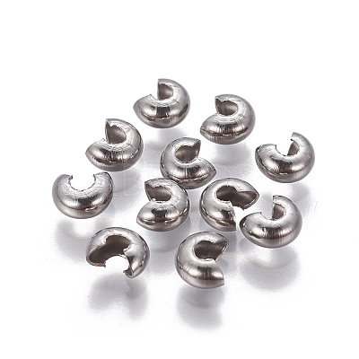 Tarnish Resistant 304 Stainless Steel Crimp Beads Covers X-STAS-P239-34P-01-1