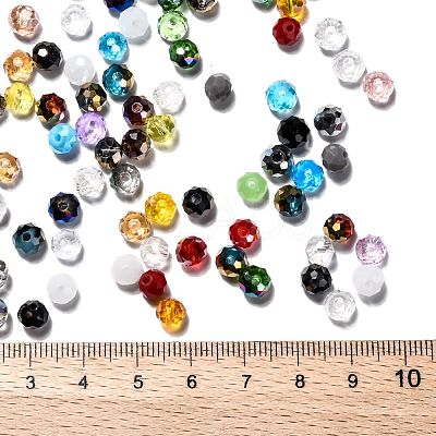 Faceted Rondelle Electroplate Glass Beads Strands EGLA-X0003-6x4mm-1