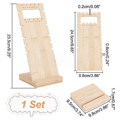16-Hole 2-Row Wood Jewelry Display Stands EDIS-WH0016-007B-1