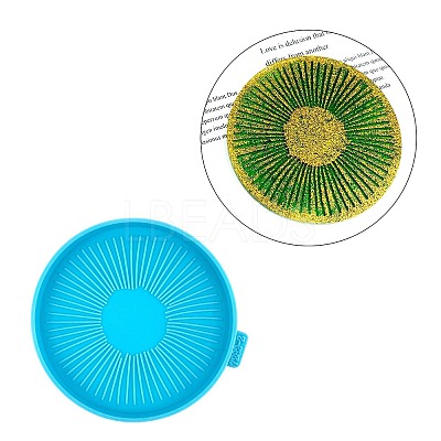 Flat Round with Stipe Pattern Cup Mat Silicone Molds LS-DIY-M039-02-1