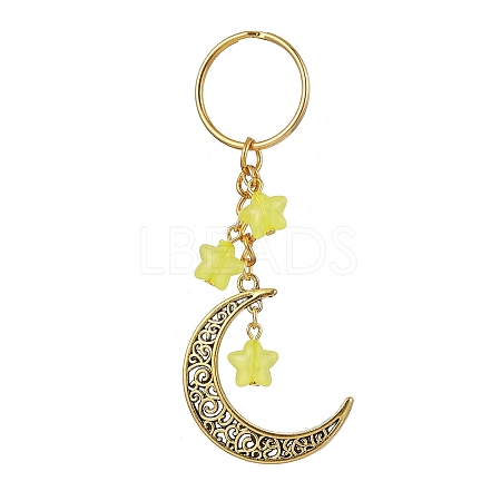 Tibetan Style Alloy Hollow Moon Pendant Keychain KEYC-JKC00690-01-1