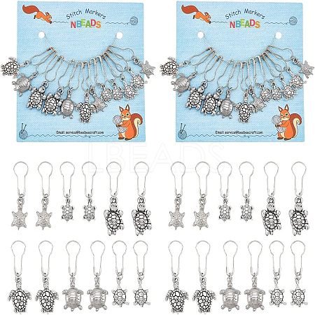  24Pcs Tibetan Style Alloy Tortoise Stitch Markers HJEW-NB0001-55-1