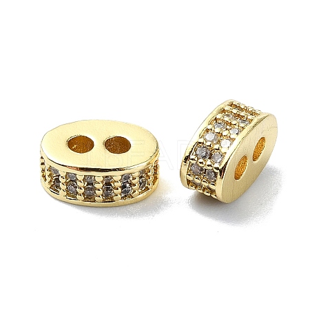 Rack Plating Brass Micro Pave Clear Cubic Zirconia Beads KK-U014-02G-1
