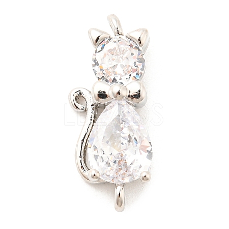 Brass Micro Pave Cubic Zirconia Kitten Links Connectors X1-ZIRC-G157-50P-1