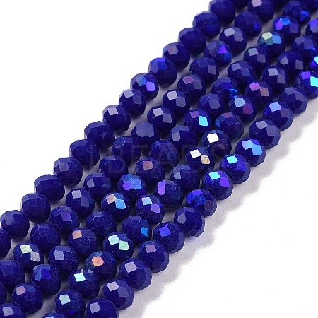 Electroplate Opaque Solid Color Glass Beads Strands EGLA-A034-P8mm-L12-1