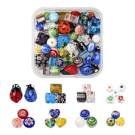 61Pcs 8 Style Handmade Lampwork Beads LAMP-YW0001-05-1