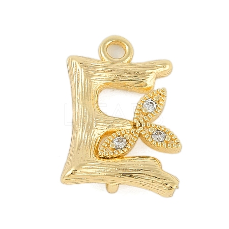 Brass Crystal Rhinestone Letter Links Connector Charms KK-S395-06G-E-1