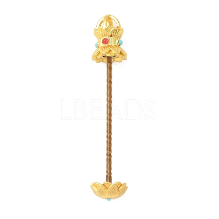 Lotus Shape Brass Screw Peg Bails KK-NH0008-06MG-1