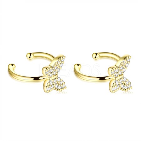 Brass Micro Pave Clear Cubic Zirconia Cuff Earrings EJEW-BB67127-1
