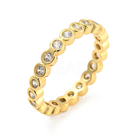 Rack Plating Brass Finger Ring with Cubic Zirconia RJEW-D014-01A-G-1