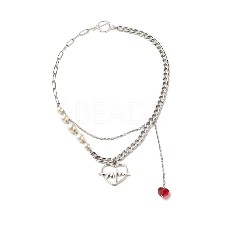 Heartbeat Tibetan Style Alloy Pendant Necklaces NJEW-TA00006-1