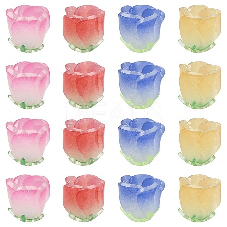 16Pcs 4 Colors Gradient Color Opaque Acrylic Beads MACR-CJ0002-32-1
