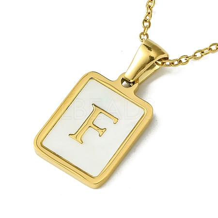 Ion Plating(IP) Rectangle with Initial Letter 304 Stainless Steel Pendant Necklace NJEW-R265-04G-F-1