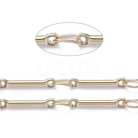 Real 18K Gold Plated Brass Bar Link Chains CHC-R126-13G-1