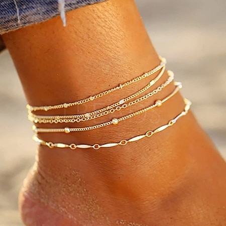 5Pcs Alloy Chain Anklets Sets WGDACCB-13-1