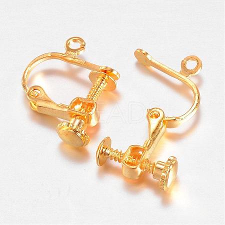 Brass Screw Clip Earring Converter KK-F0324-02G-1