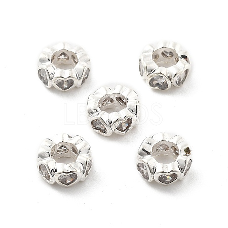 Brass Micro Pave Clear Cubic Zirconia Rondelle European Beads LS-KK-R216-20S-1
