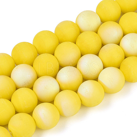 Frosted Opaque Glass Beads Strands GLAA-T032-P10mm-MBB16-1