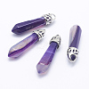 Dyed Bullet Natural Agate Pointed Pendants G-E332-C20-2
