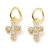 Brass Micro Pave Clear Cubic Zirconia Pendants X-ZIRC-P094-18G-RS-2