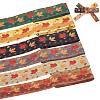 BENECREAT 6 Yards 6 Color Autumn Double-Sided Printed Polyester Ribbon OCOR-BC0005-37-1
