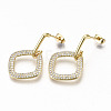 Brass Micro Pave Cubic Zirconia Dangle Stud Earrings EJEW-S208-134B-NF-2