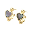 Shell Heart Stud Earrings EJEW-K287-01G-13-1