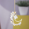 Natural Quartz Crystal Chip Wire Wrapped Metal Moon Hanging Ornaments PW-WG29186-01-1