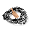 3Pcs Synthetic Hematite Bead Bracelet  Sets for Men PW-WG3CBCD-18-1