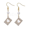 Alloy Crystal Rhinestone Rectangle with Heart Dangle Earrings EJEW-JE05491-01-1